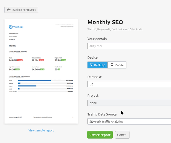 semrush自定義報告