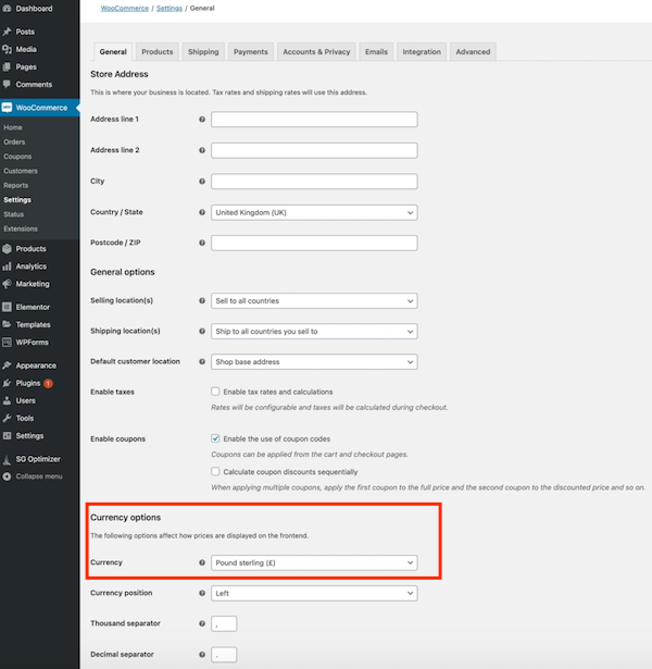 Woocommerce Settings設(shè)置