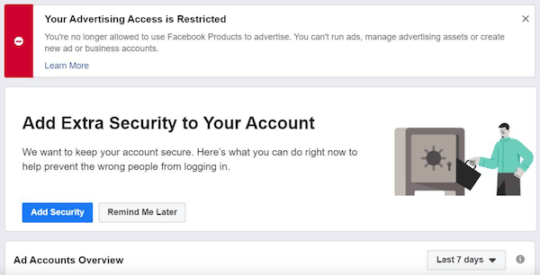 Facebook廣告賬戶被封